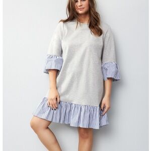 Eliza J flounce hem stripe sweatshirt dress